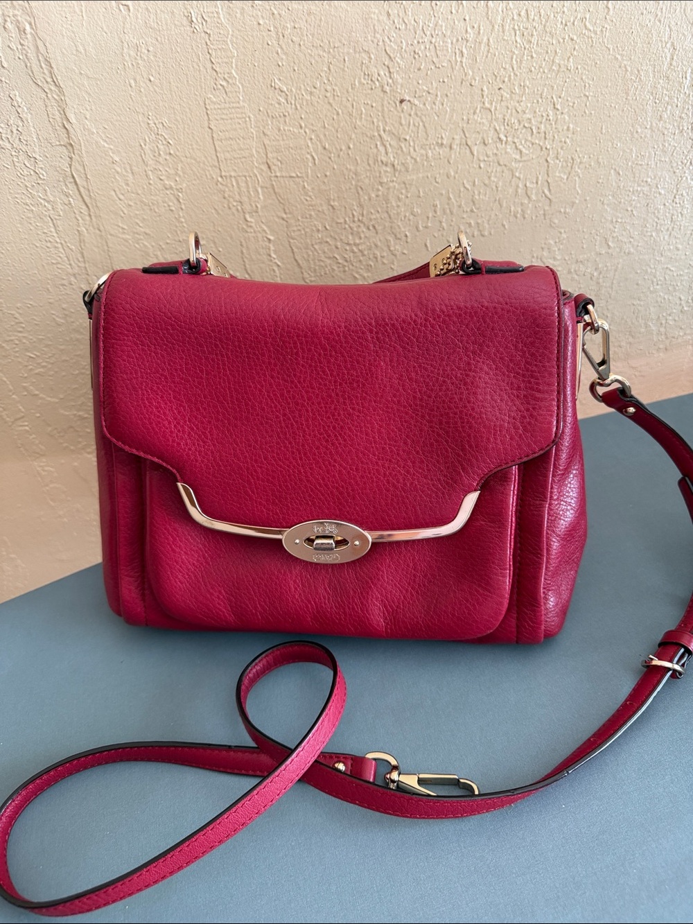 Coach 26624 Sadie Madison Scarlet Red Leather Top Handle Satchel Bag